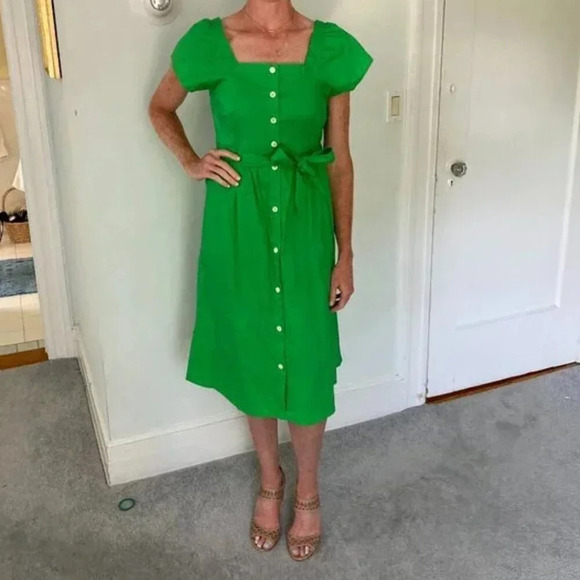 J.  Crew 100% Cotton Button Front Shirt Dress Green Size 4 - Picture 1 of 9